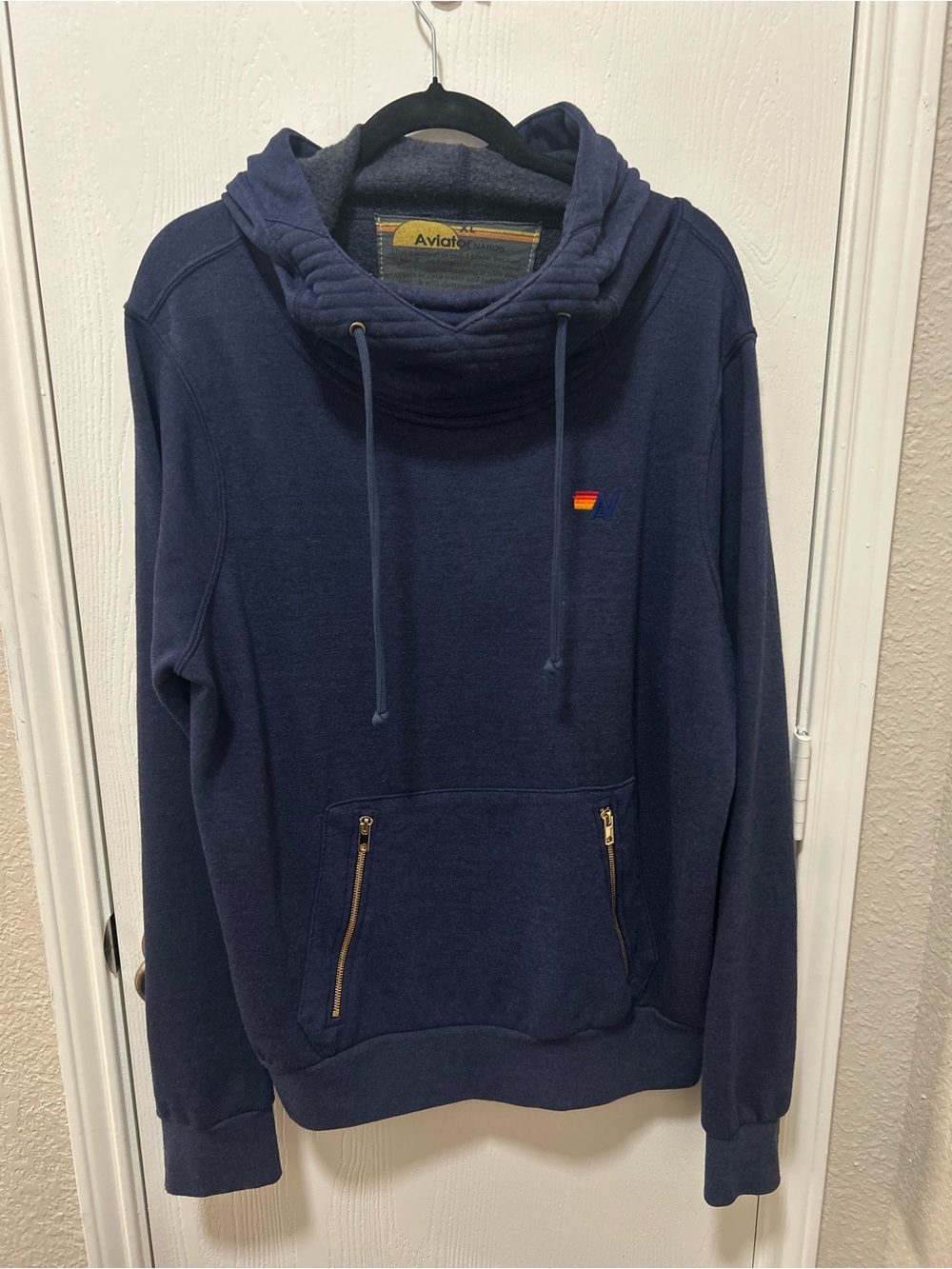 Aviator Nation Ninja Navy Blue Pullover Hoodie Unisex Size XL